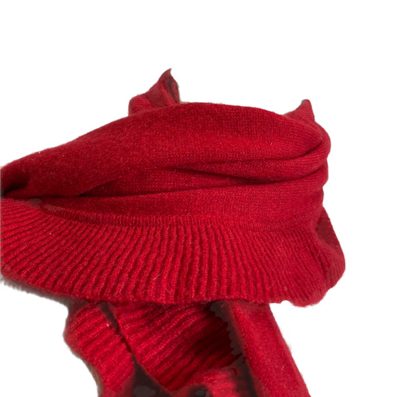 Women's Scarf Knit Red Cashmere Boho Elegant Stretch Ruffle OS - Picture 3 of 3
